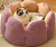 Pumpkin Cat Nest Bed – Warm Plush Halloween Pet Mat, Four Seasons, S/M Sizes