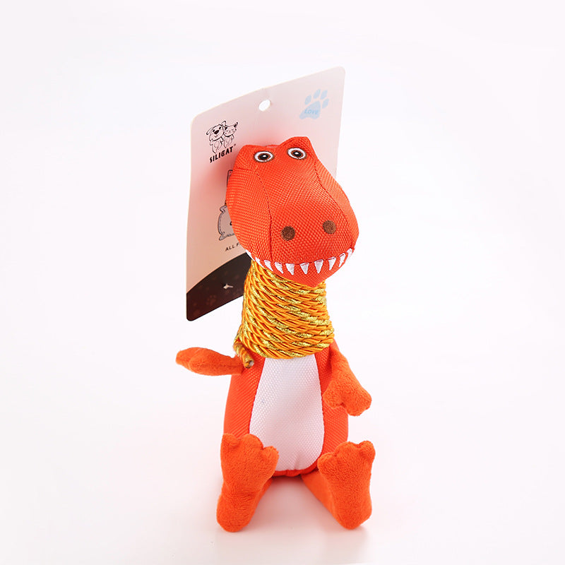 Plush Dinosaur Dog Toy with Squeaker and Chew Function