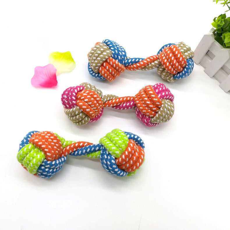 Colorful Dumbbell Toy for Dogs with Cotton Rope (Small Size)