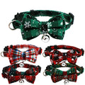 Cross-Border Christmas Cat Collar with Bow and Snowflakes