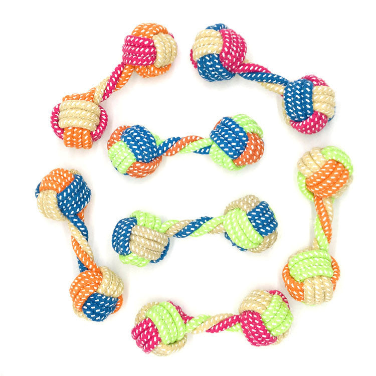 Colorful Dumbbell Toy for Dogs with Cotton Rope (Small Size)