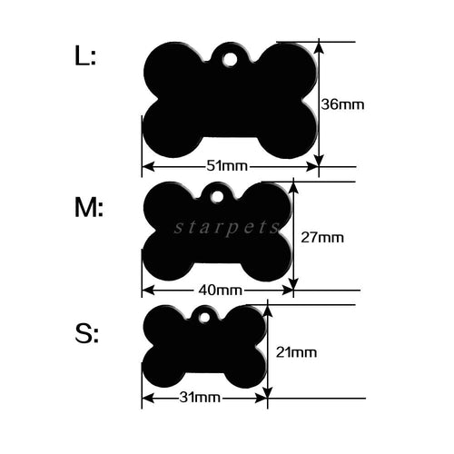 100 pcs/lot Aluminum Pet ID Tag Bone Shape Double
