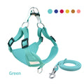 Reflective dog harness with leash and suede back