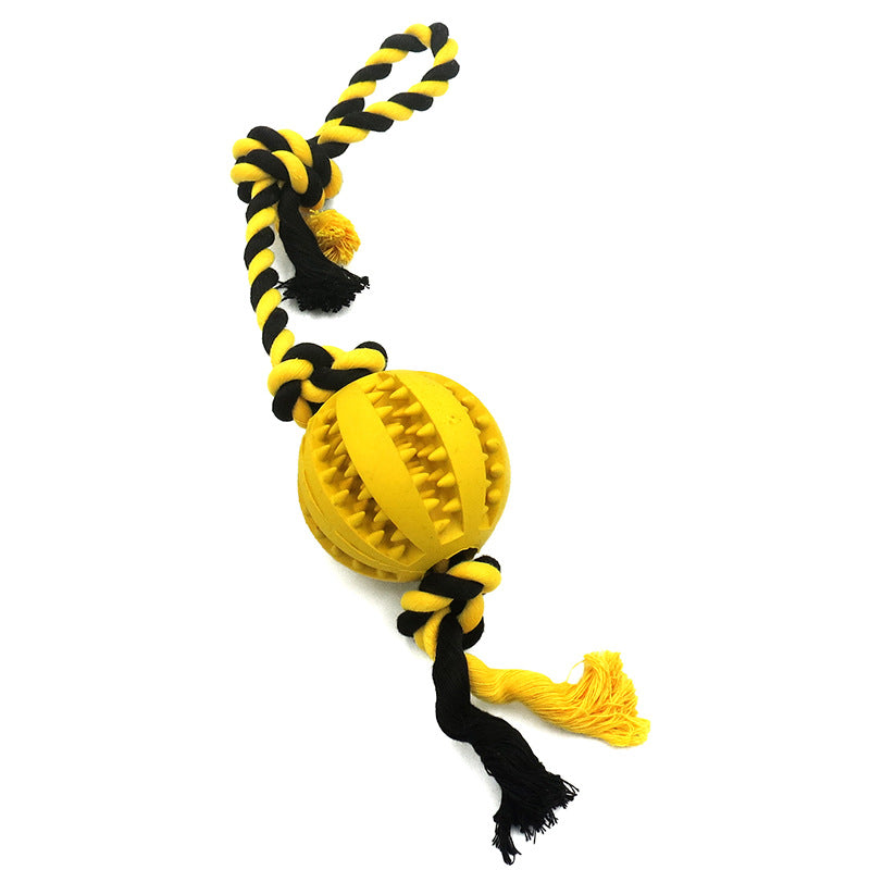 Cotton Rope Dog Toy with Rubber Ball for Tough Chewers