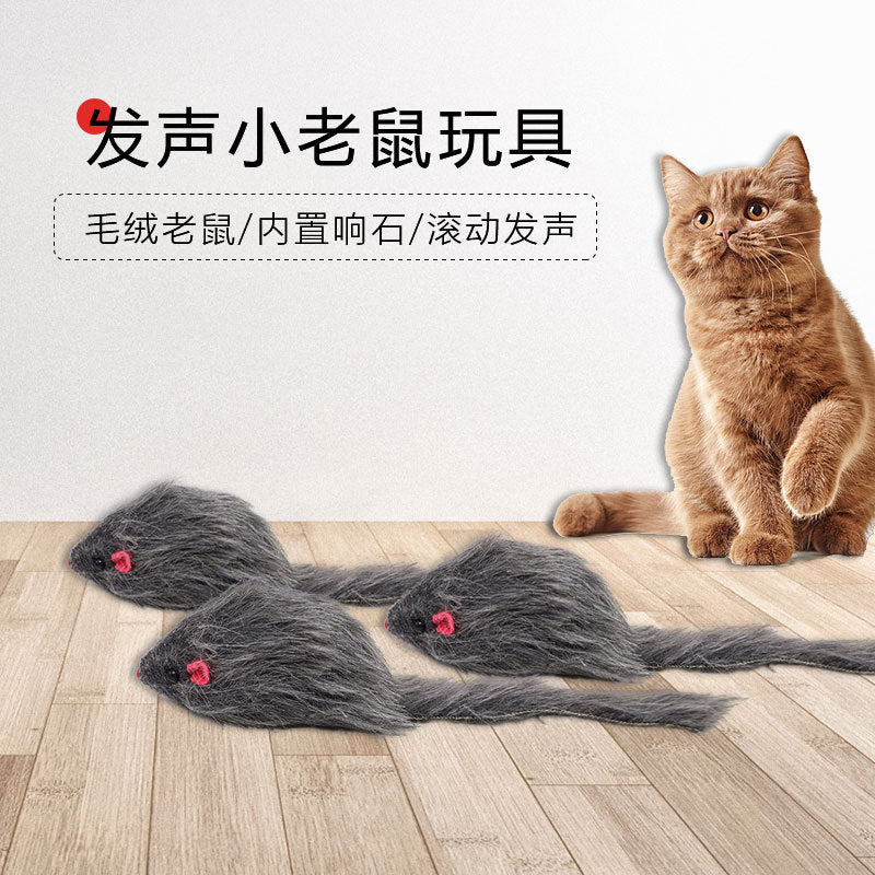 Gray Plush Mouse Cat Toy for Kittens and Cats