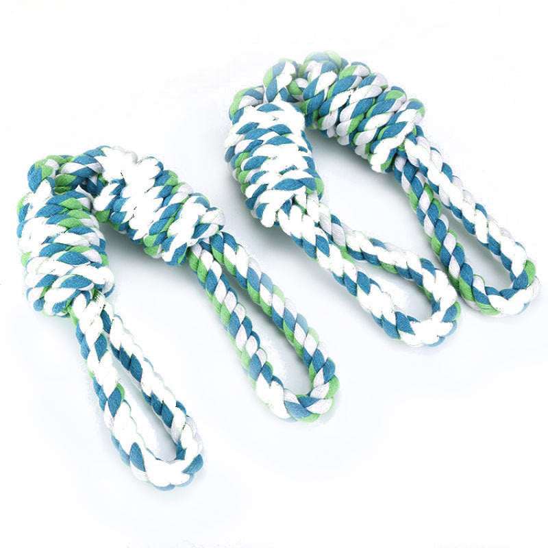 Tug rope toy for large dogs with double handles for chewing