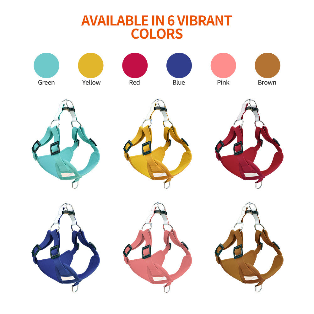Reflective dog harness with leash and suede back