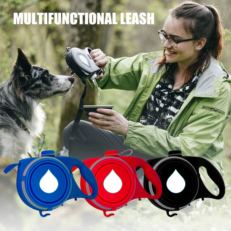 Portable Dog Leash with Water Bottle for Outdoor Activities