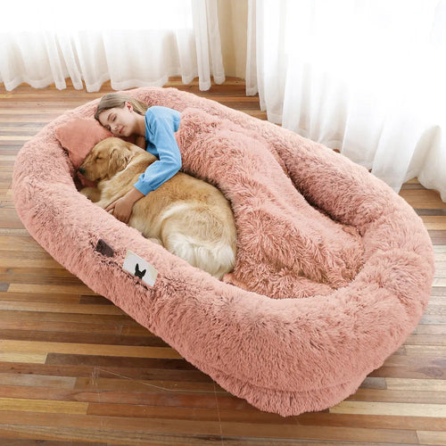 Human Dog Bed, Large Size Fits You And Pets, Washable Faux Fur Dog Bed