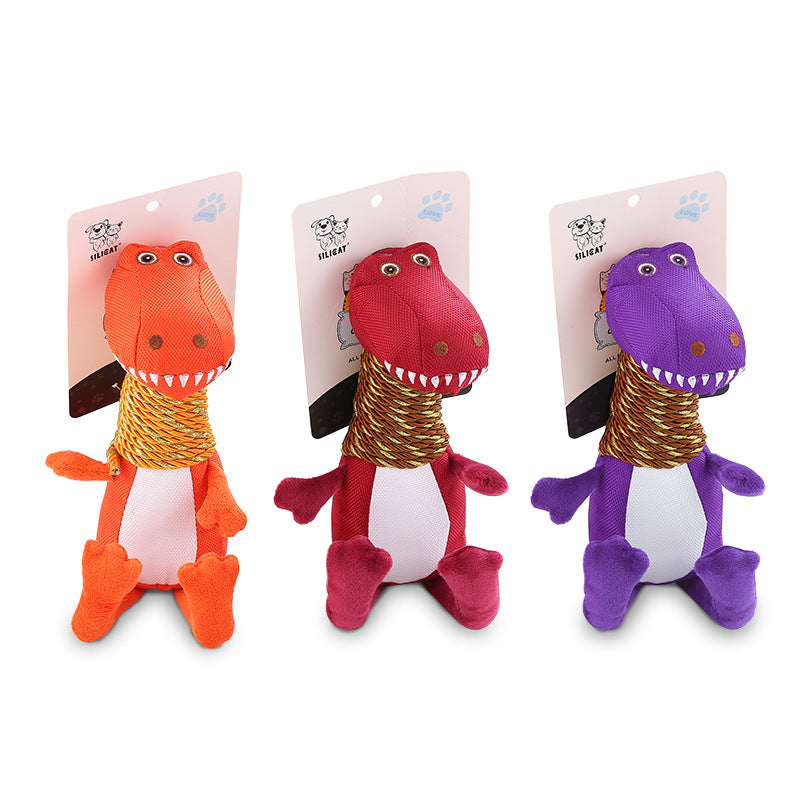 Plush Dinosaur Dog Toy with Squeaker and Chew Function