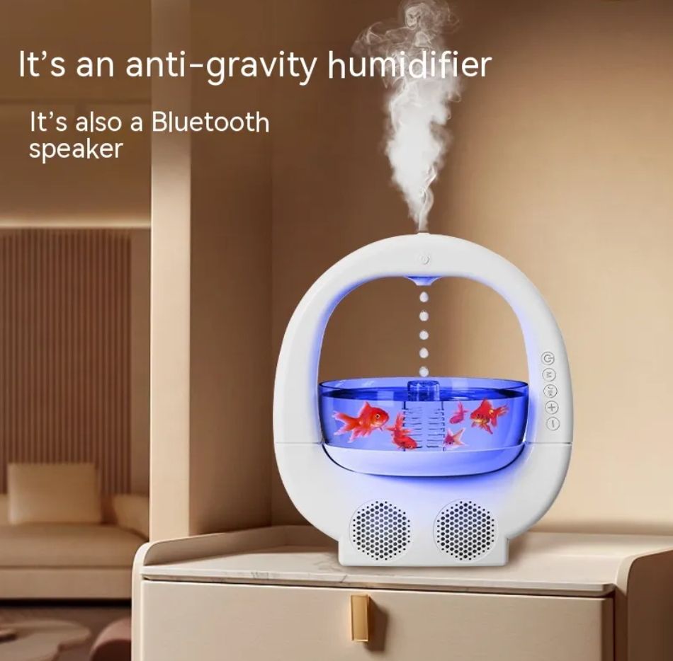 3 σε 1 Υγραντήρας Anti-Gravity με Αρωματοθεραπεία, Ηχείο Bluetooth και Φωτισμό Ενυδρείου