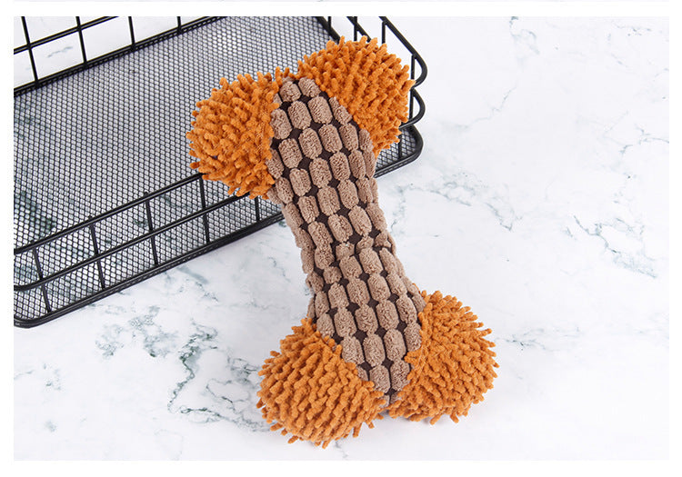 Bite-Resistant Plush Dog Toy - Carpet Bone Design