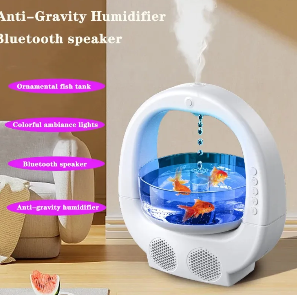 3 σε 1 Υγραντήρας Anti-Gravity με Αρωματοθεραπεία, Ηχείο Bluetooth και Φωτισμό Ενυδρείου