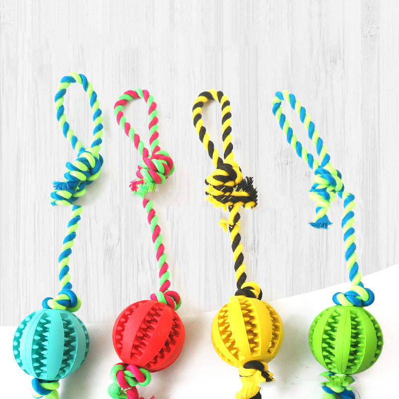 Cotton Rope Dog Toy with Rubber Ball for Tough Chewers