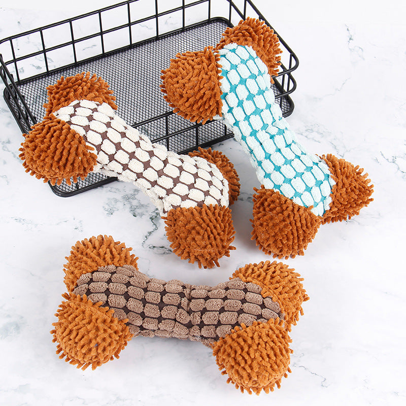 Bite-Resistant Plush Dog Toy - Carpet Bone Design