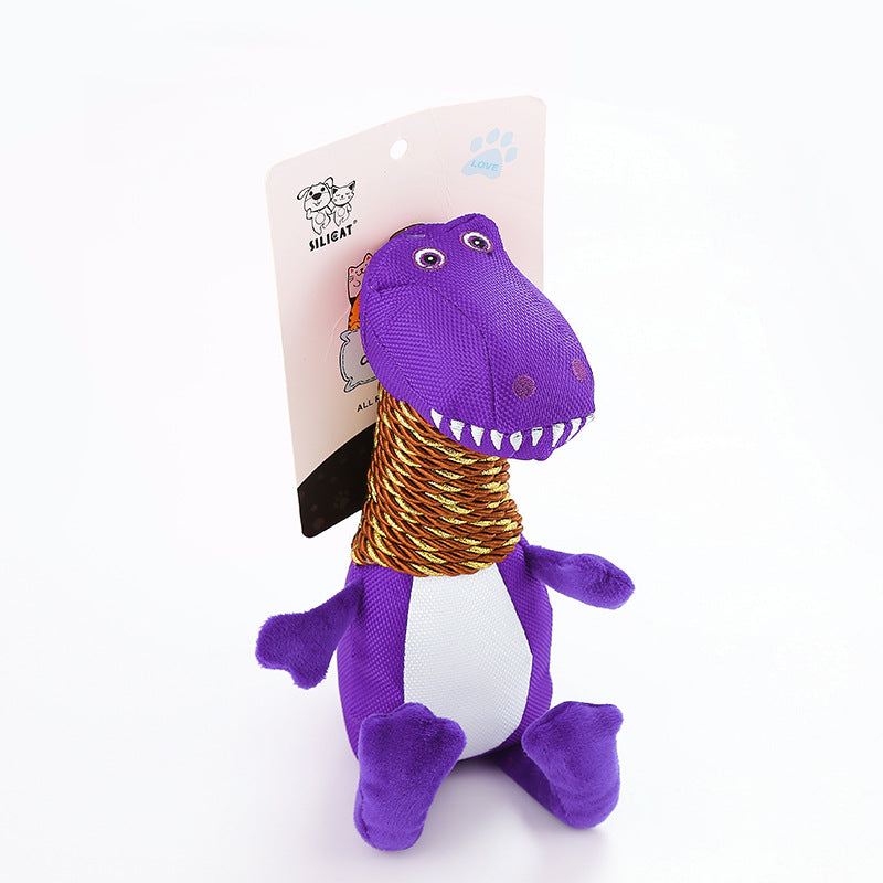 Plush Dinosaur Dog Toy with Squeaker and Chew Function