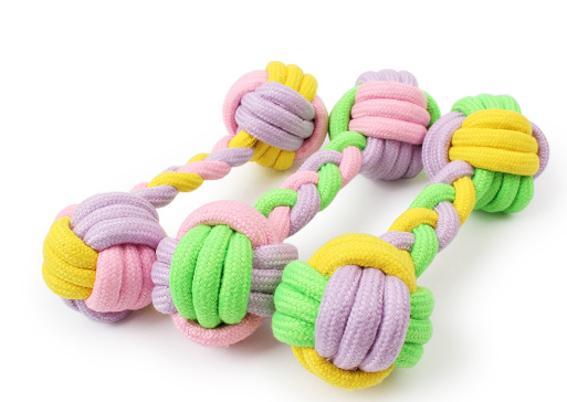 Cotton Rope Dumbbell Dog Toy in Candy Colors