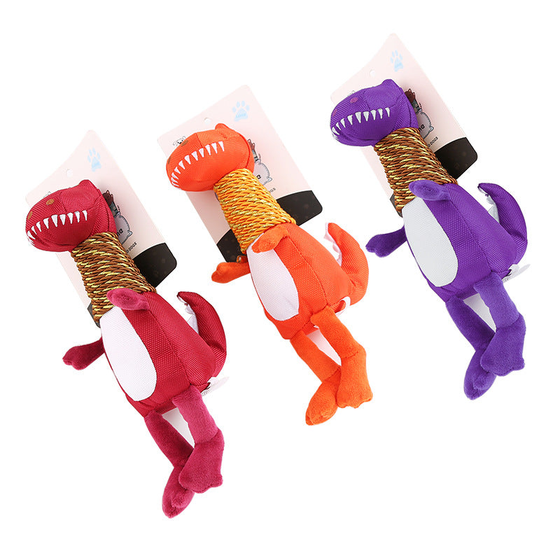 Plush Dinosaur Dog Toy with Squeaker and Chew Function