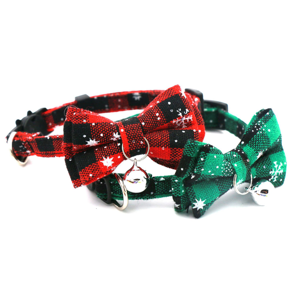 Cross-Border Christmas Cat Collar with Bow and Snowflakes