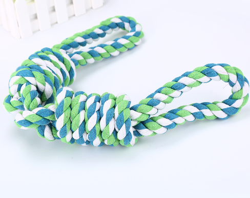 Tug rope toy for large dogs with double handles for chewing