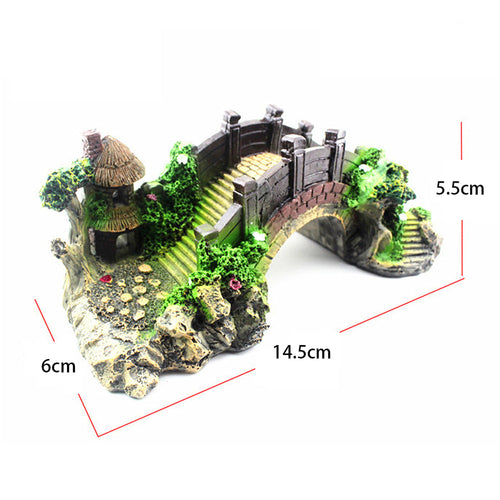 Resin Bridge Arch Bridge Black Red Bridge Fish Tank Landscaping