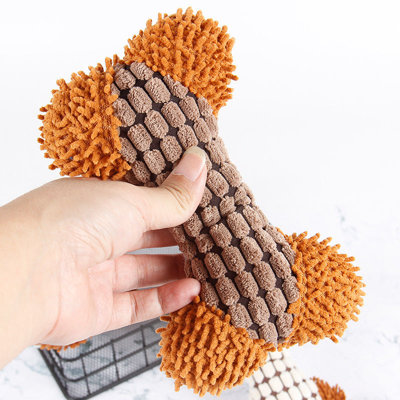 Bite-Resistant Plush Dog Toy - Carpet Bone Design