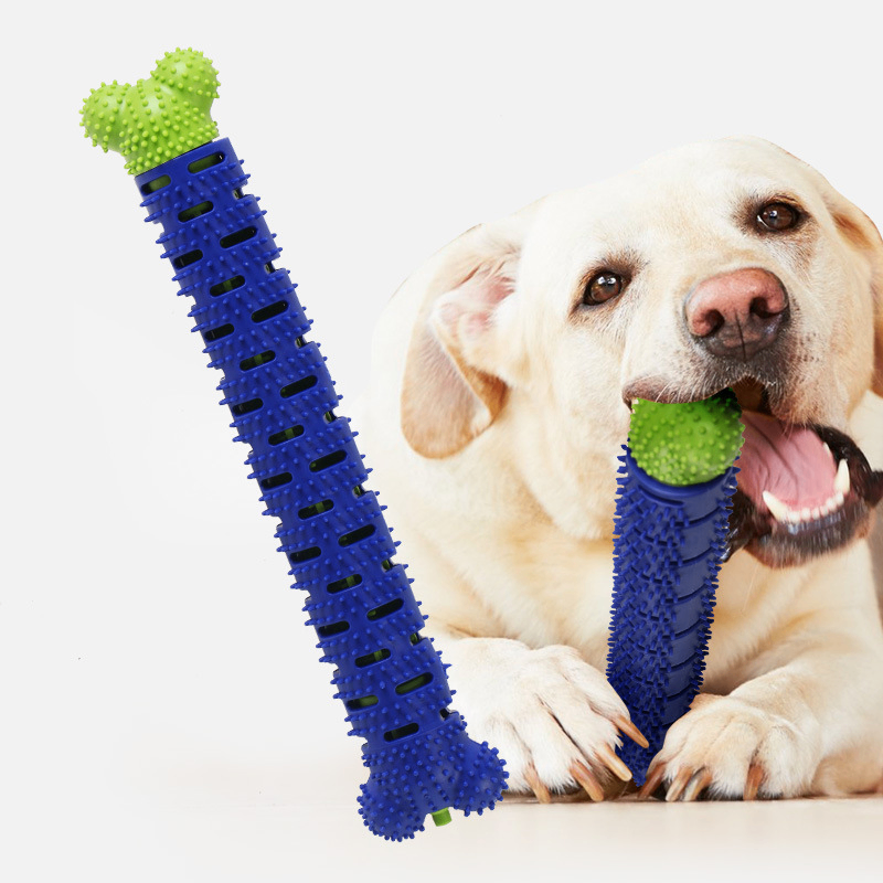 Durable Dog Chew Toy with Toothbrush Design for Cleaning