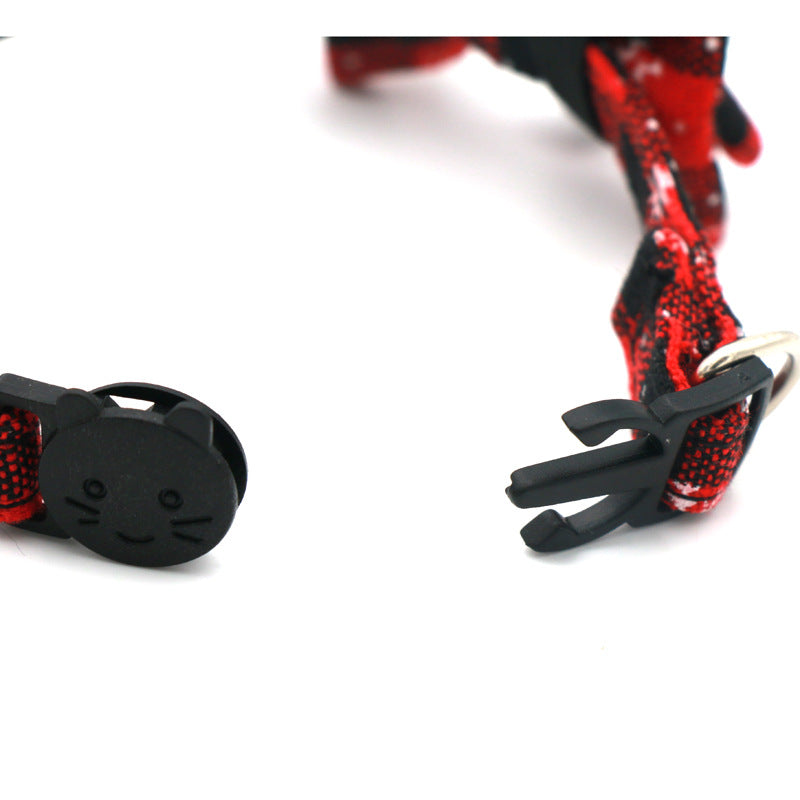 Cross-Border Christmas Cat Collar with Bow and Snowflakes