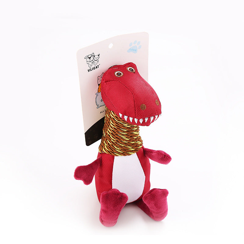 Plush Dinosaur Dog Toy with Squeaker and Chew Function