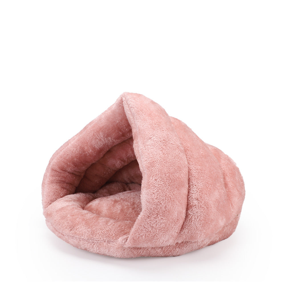 Arctic Velvet Triangle Semi-Closed Dog Bed for Winter