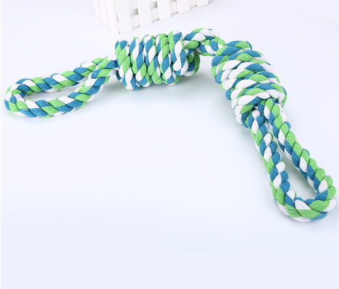 Tug rope toy for large dogs with double handles for chewing