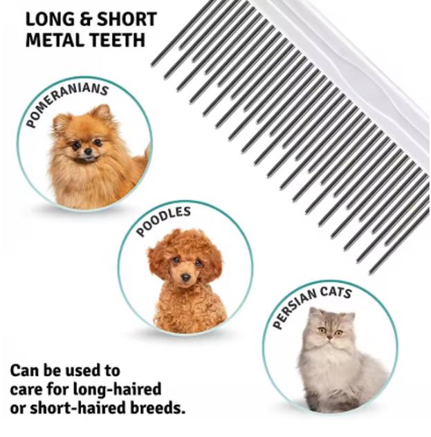 Pet Grooming Comb with Metal Pins for Hair Cleaning (1 piece)