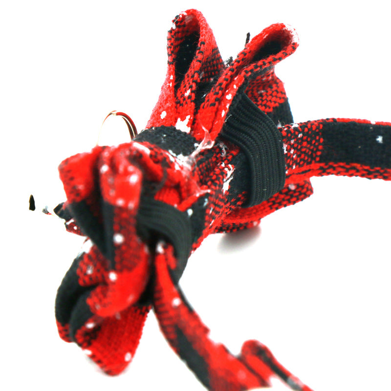 Cross-Border Christmas Cat Collar with Bow and Snowflakes