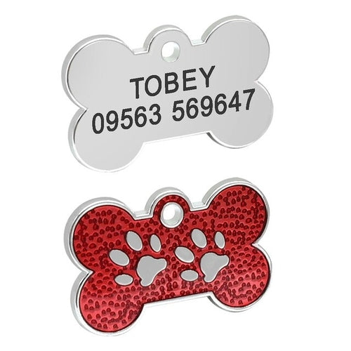 Engraved Dog ID Tag Bone Shape Personalized Anti