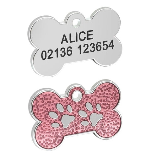 Engraved Dog ID Tag Bone Shape Personalized Anti