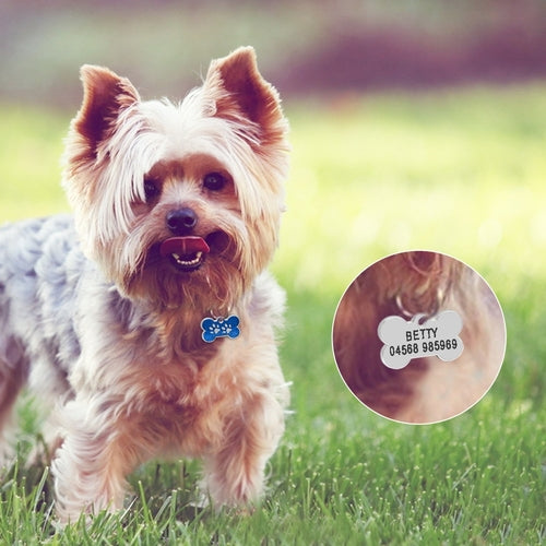Engraved Dog ID Tag Bone Shape Personalized Anti