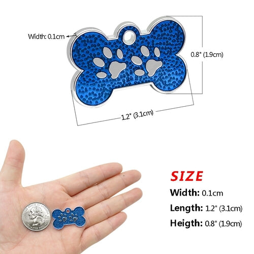 Engraved Dog ID Tag Bone Shape Personalized Anti