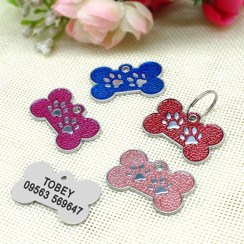 Engraved Dog ID Tag Bone Shape Personalized Anti