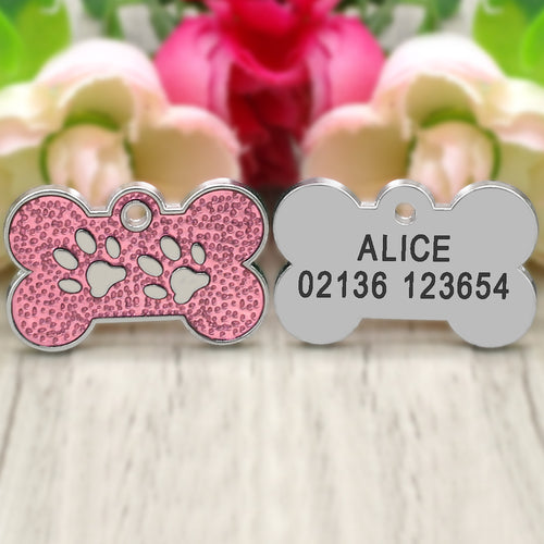 Engraved Dog ID Tag Bone Shape Personalized Anti