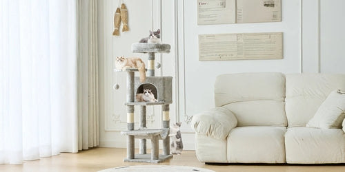 JHK 44In Cat Tree Tall Multi-Cat Climbing Tower for Pet Furniture