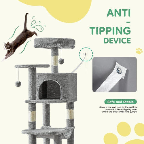 JHK 44In Cat Tree Tall Multi-Cat Climbing Tower for Pet Furniture