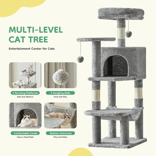 JHK 44In Cat Tree Tall Multi-Cat Climbing Tower for Pet Furniture