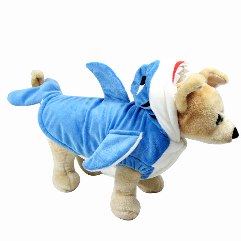 Vêtements épais pour chien en tissu peluche avec motif requin 3D