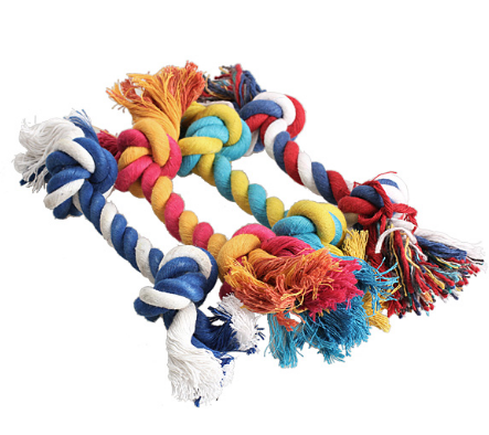 Dog chew toy with double knot cotton rope