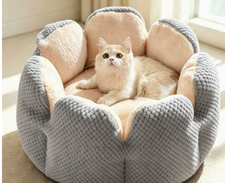 Pumpkin Cat Nest Bed – Warm Plush Halloween Pet Mat, Four Seasons, S/M Sizes