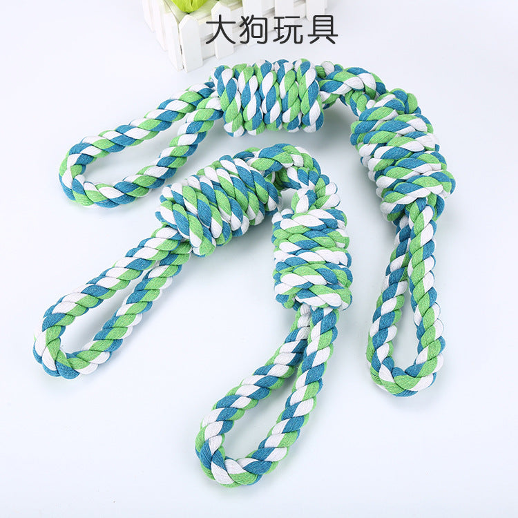 Tug rope toy for large dogs with double handles for chewing