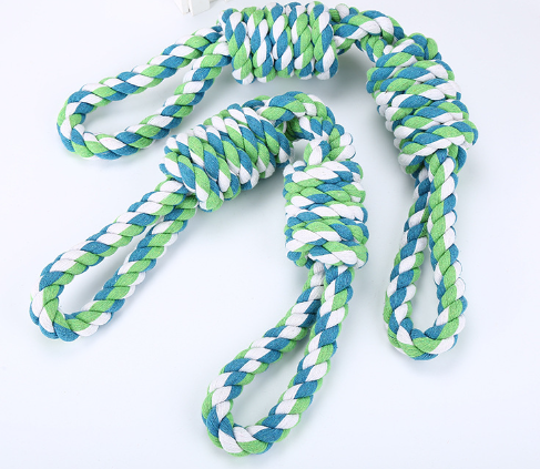 Tug rope toy for large dogs with double handles for chewing