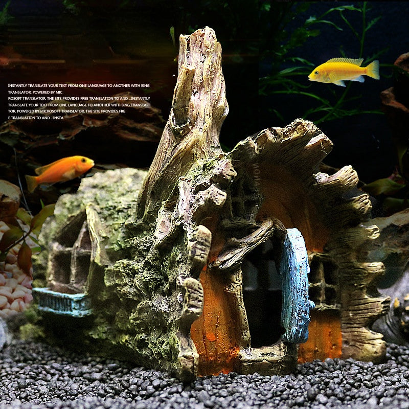 Imitation Tree Root Wooden House for Fish Tank Decor