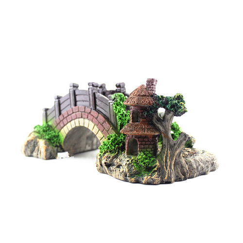 Resin Bridge Arch Bridge Black Red Bridge Fish Tank Landscaping