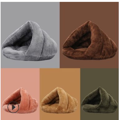 Arctic Velvet Triangle Semi-Closed Dog Bed for Winter